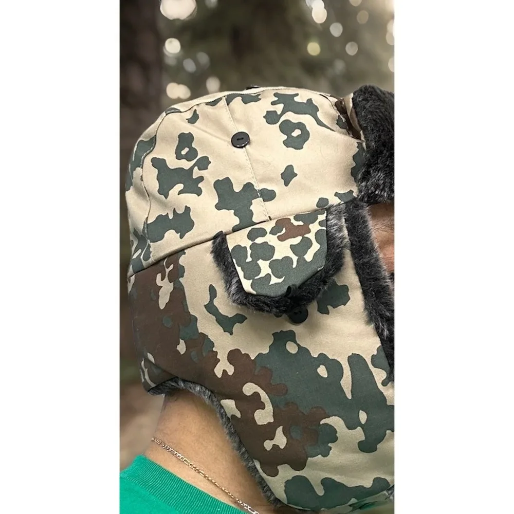 BSB‎ Size L/XL Camouflage Trapper Hat Hunting Faux Fur Lined Strap Outdoor